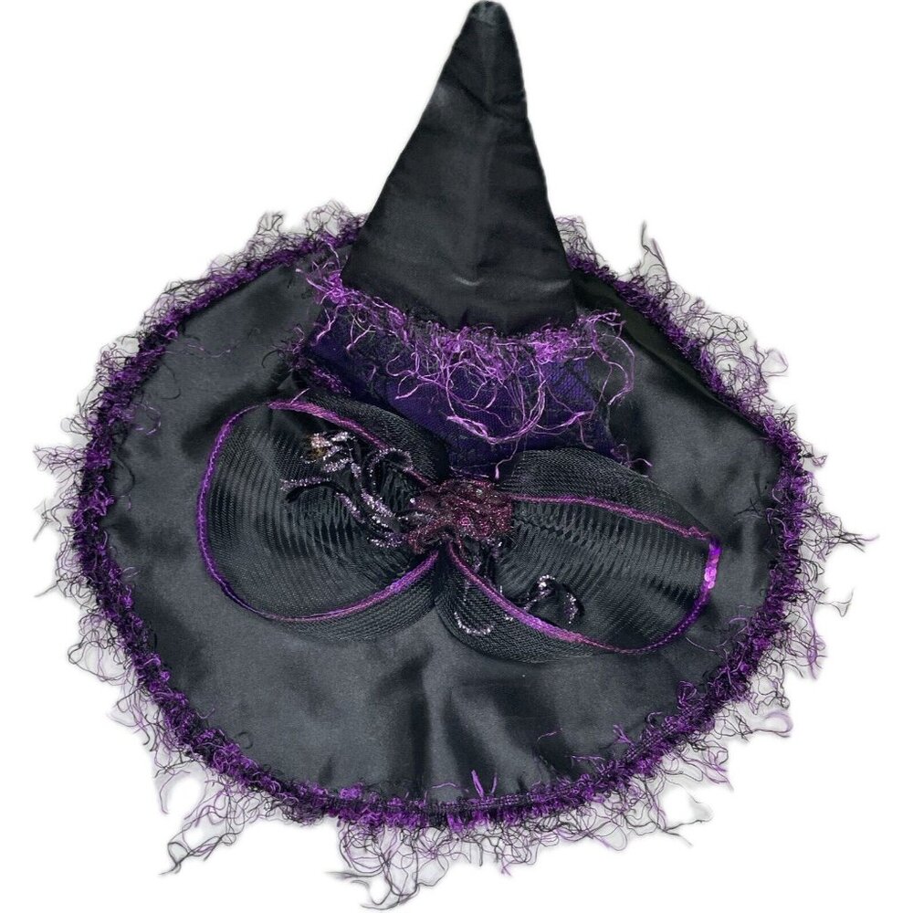 Witch Halloween hat Lace Net Feathers Purple